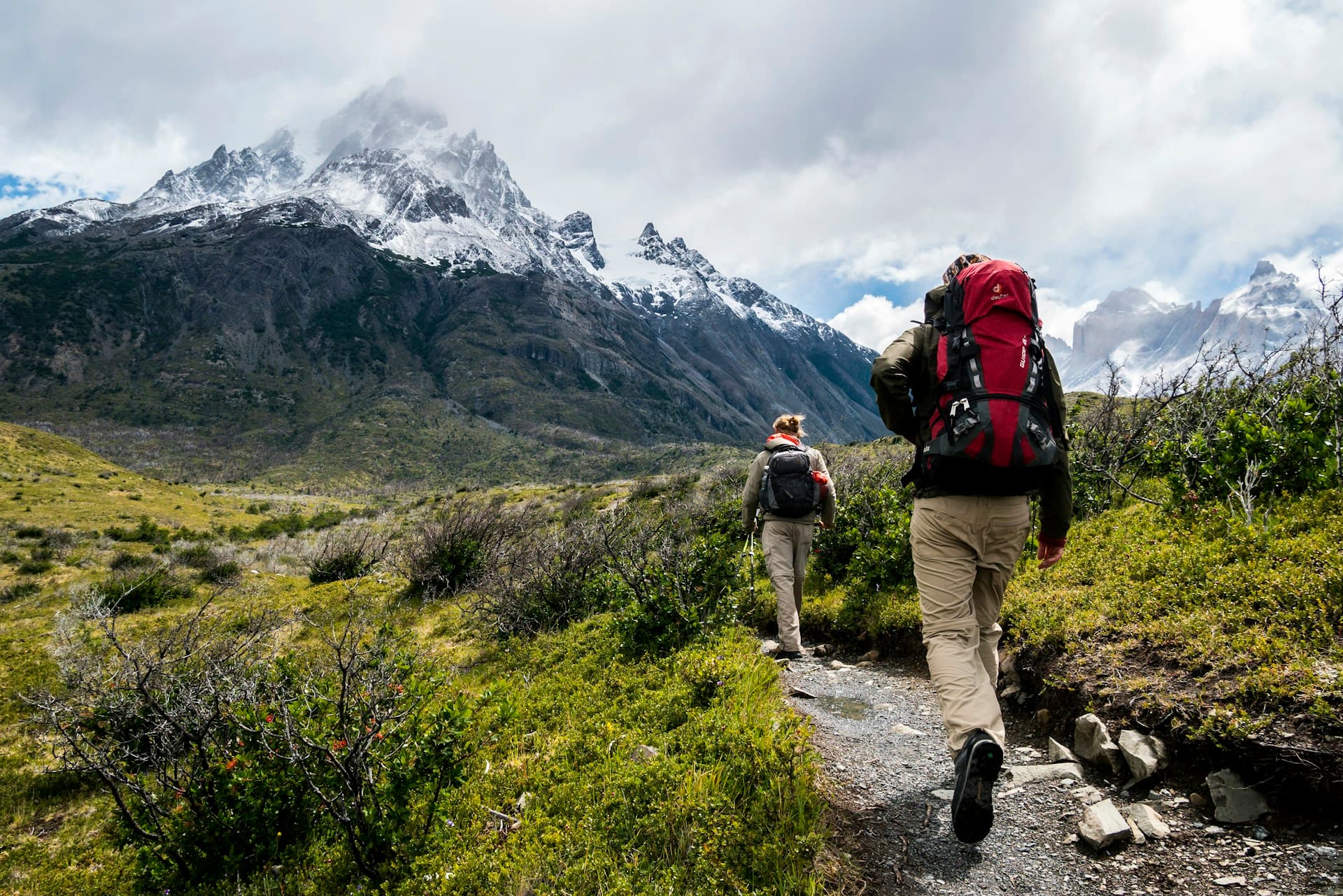 Hikers on a mountain trail